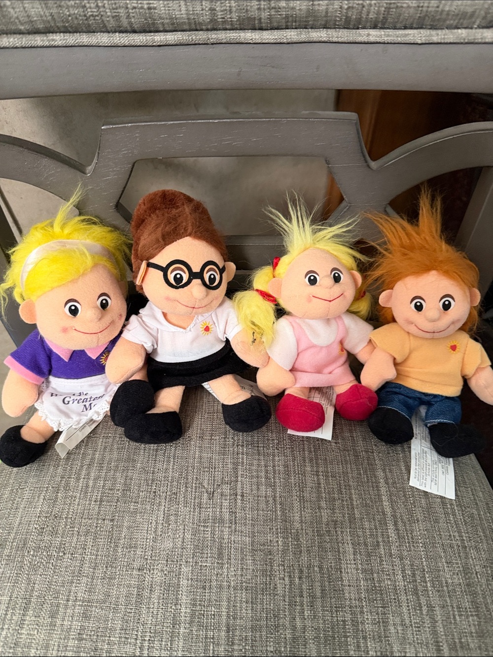 Set of 4 Plush Kids Stuffed Dolls – Mixed Hair Colors